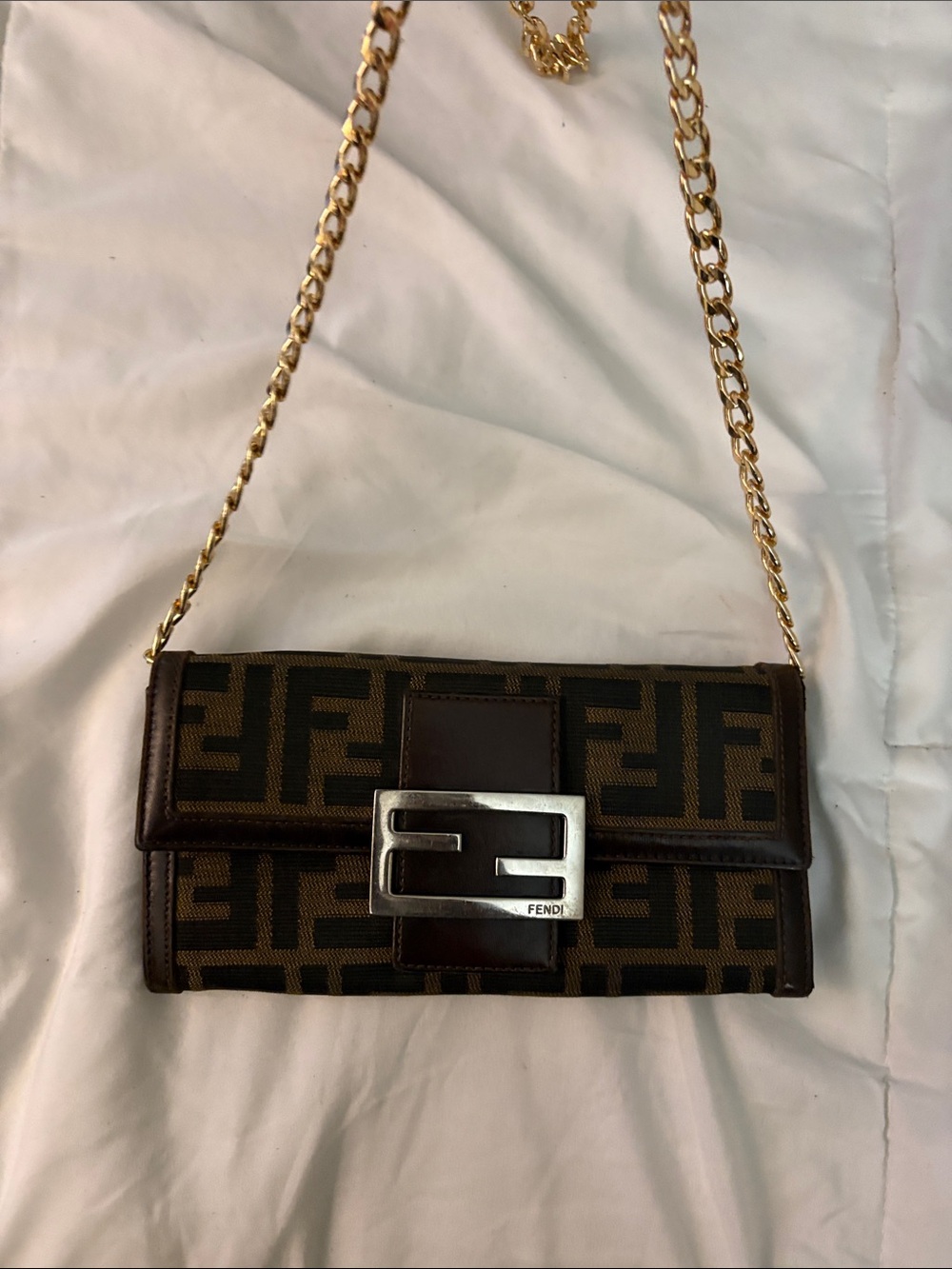Fendi wallet/ buy insert to wear as crossbody and silver chain /
